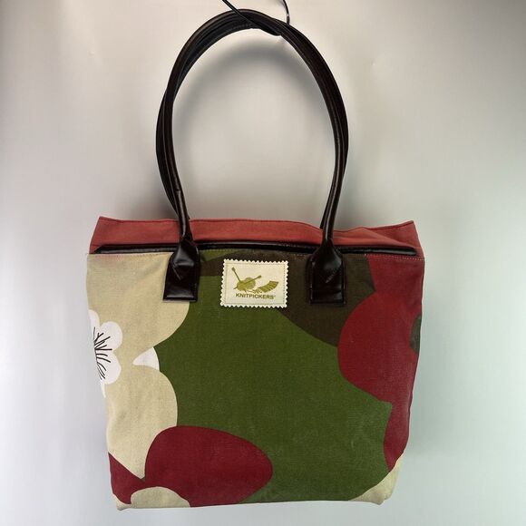 KnitPickers Handbags - Knitpickers Floral Knitting Project Bag Oversized Canvas Bag Craft Supply Tote